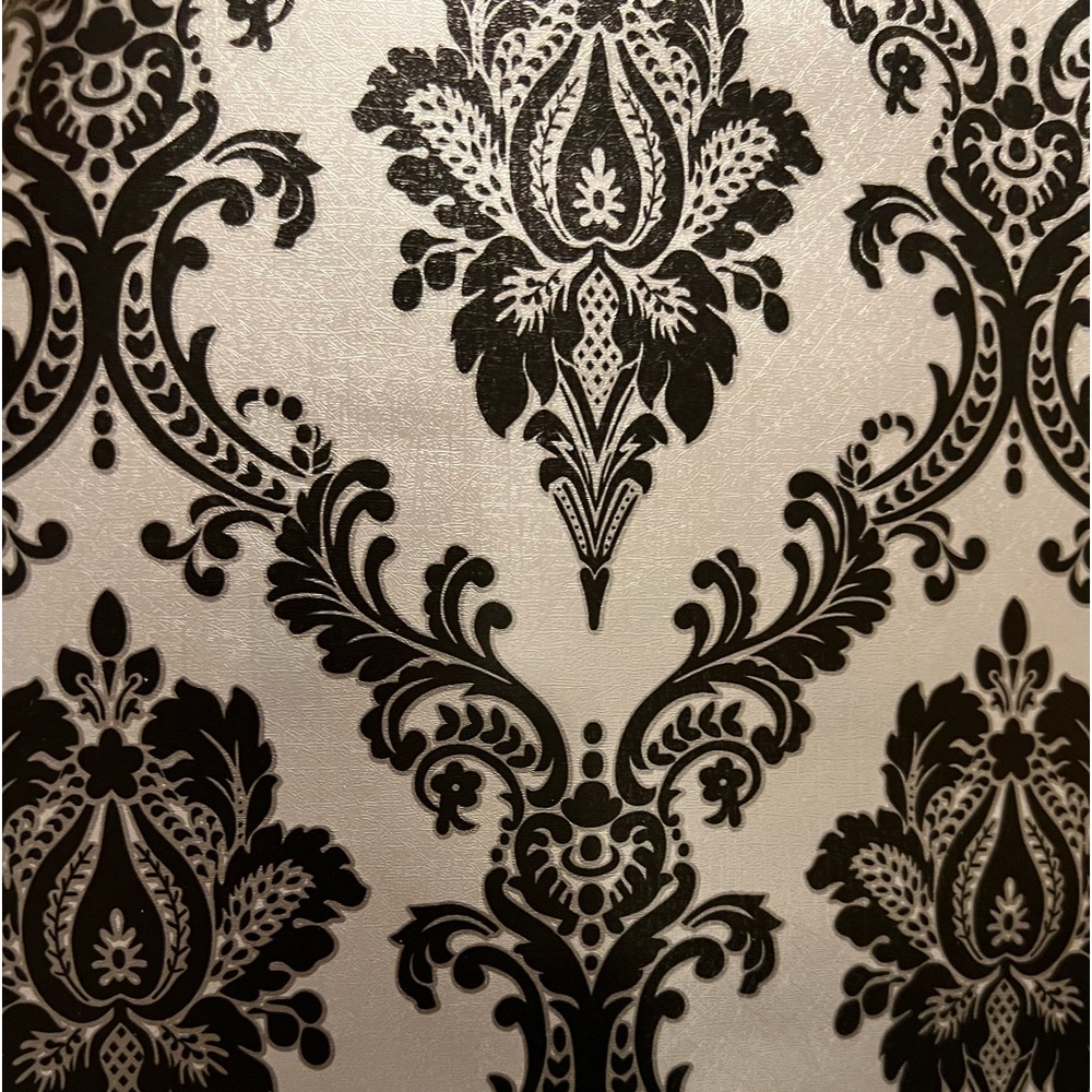 Damascus Print Silver & Black Wall/Contact Paper